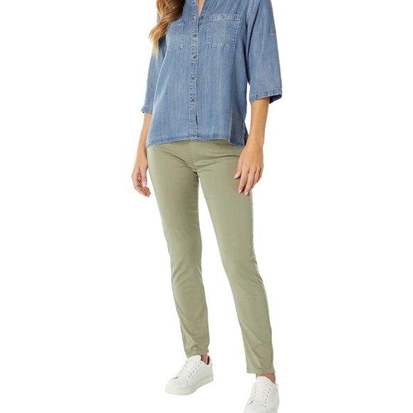 Lisette L Montreal Josie Lyocell Slim Ankle Five-Pocket Pull-On Pants Sage Sz 2 - Picture 1 of 4